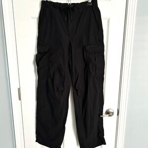 GAP Black Cargo Pants Drawstring Waist Size Small Tall Toggle Ankle Drawstring